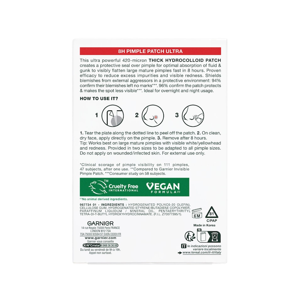 image 1 of Garnier Pure Active Spot Hydrocolloid Ultra Invisible 22 Patch