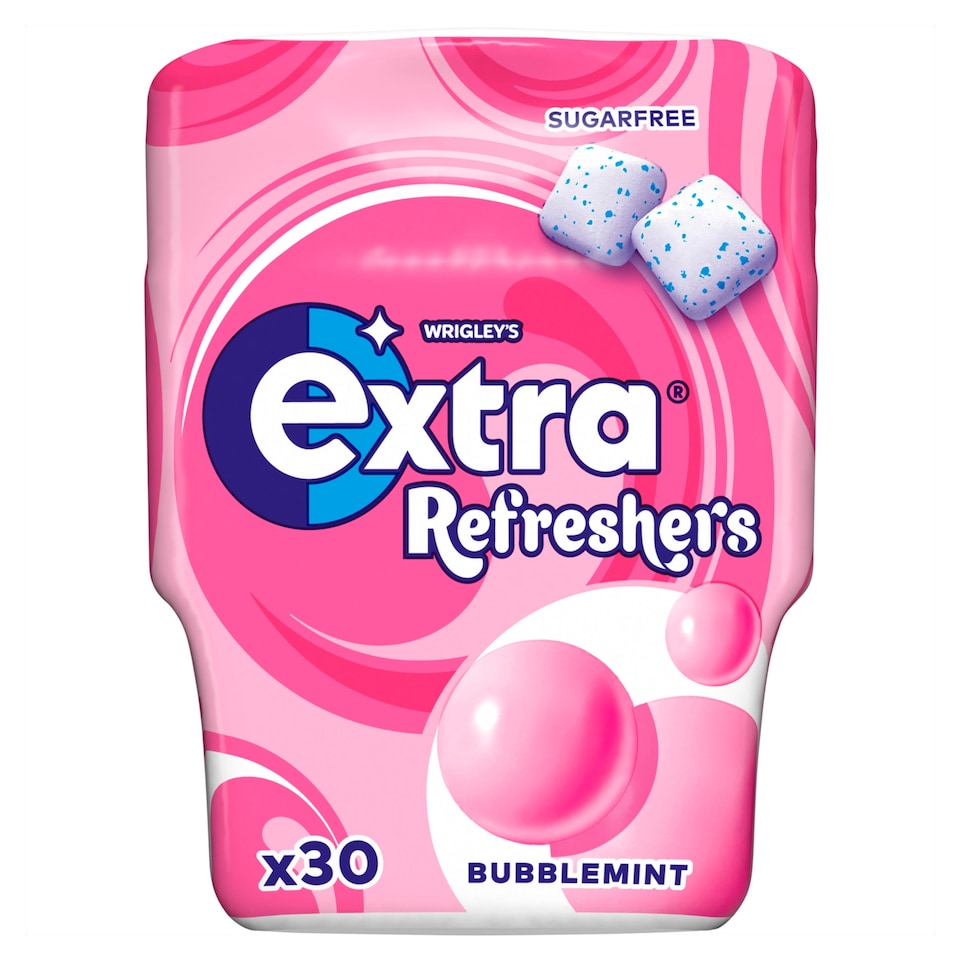 Extra Refreshers Bubblemint  Chewing Gum Bottle 30 Pieces