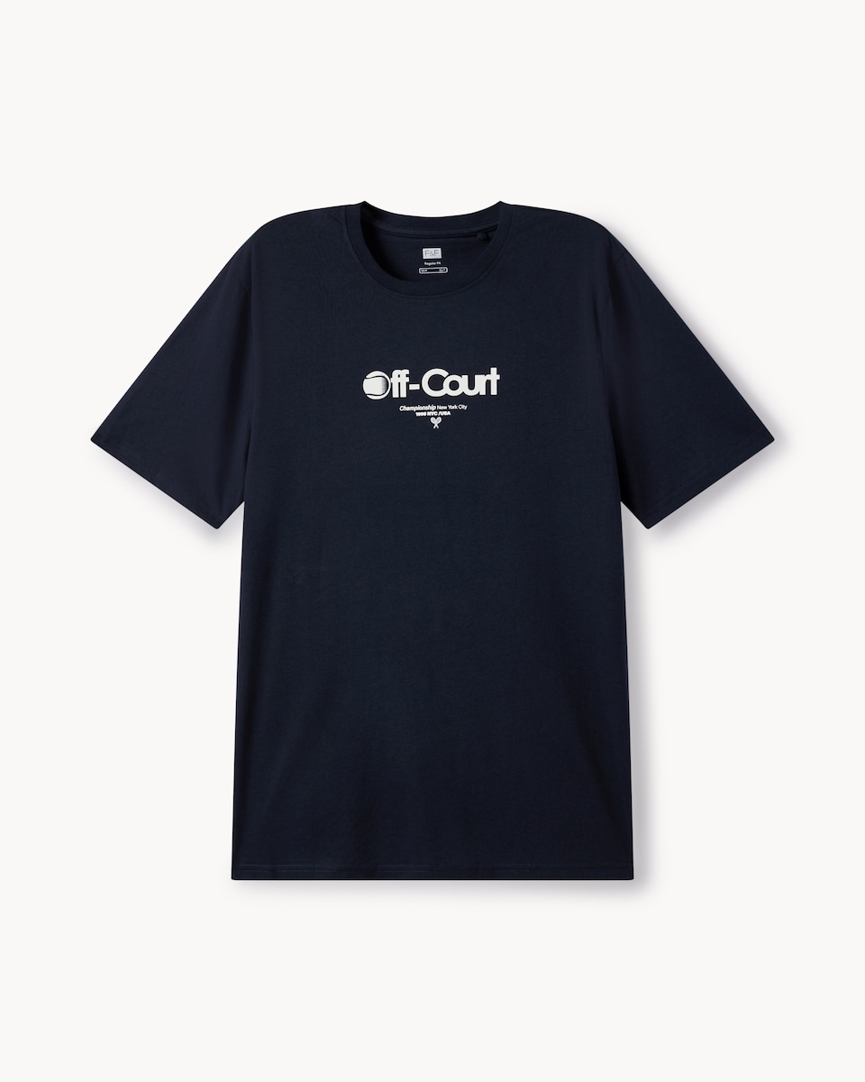 F&F Mens Pure Cotton Off-Court Crew Neck T-Shirt in Navy