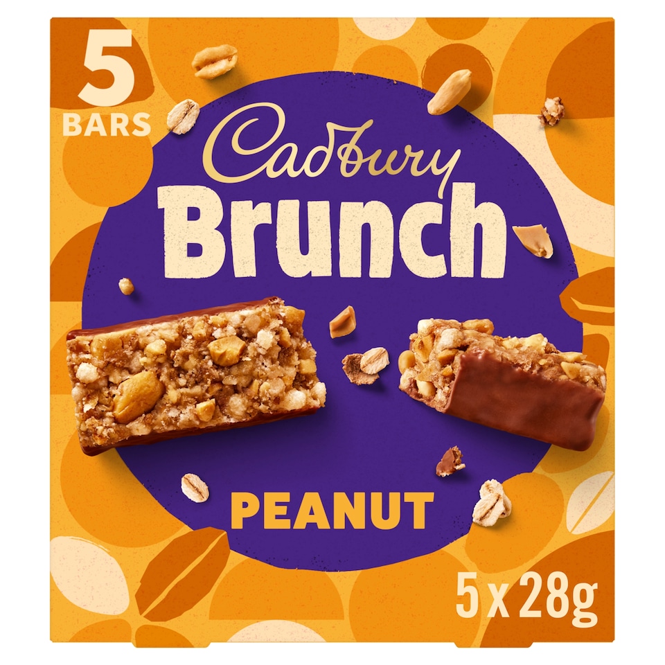 image 1 of Cadbury Brunch Peanut Milk Chocolate Cereal Bars 5 x 28g