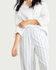 image 2 of F&F Linen Rich Striped Balloon Leg Trousers in White