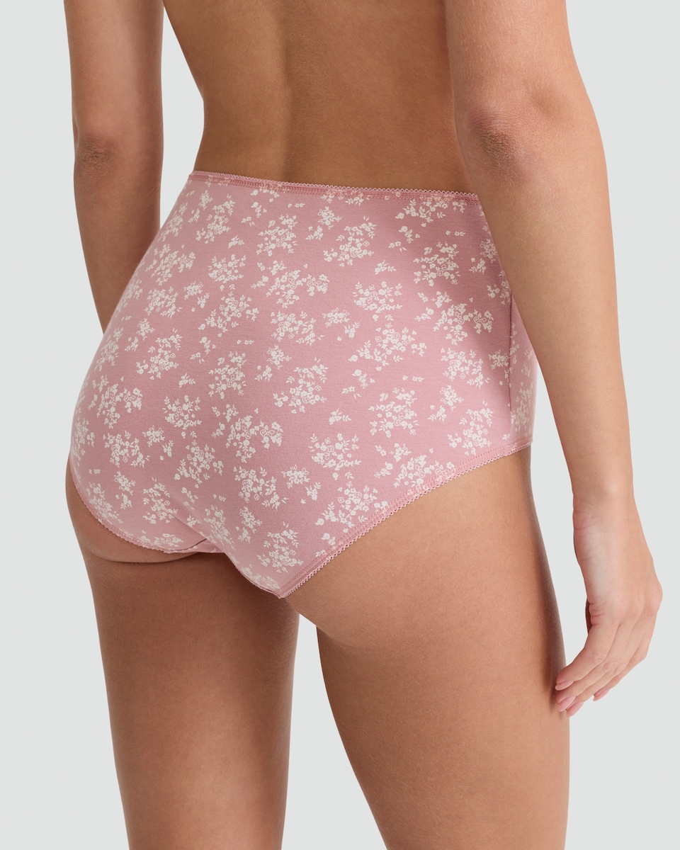 image 1 of F&F 5-Pack Cotton Rich Floral Print Full Briefs in Purple