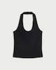 image 4 of F&F Cotton Rich Ribbed Halterneck Top in Black