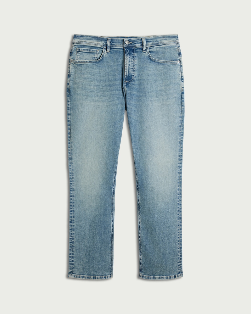 image 1 of F&F Cotton Rich FREEF!T® Straight Leg Jeans in Blue