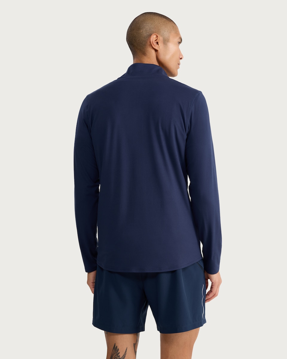 image 1 of F&F Active EVERYHOUR Regular Fit Half Zip Long Sleeved Top in Navy