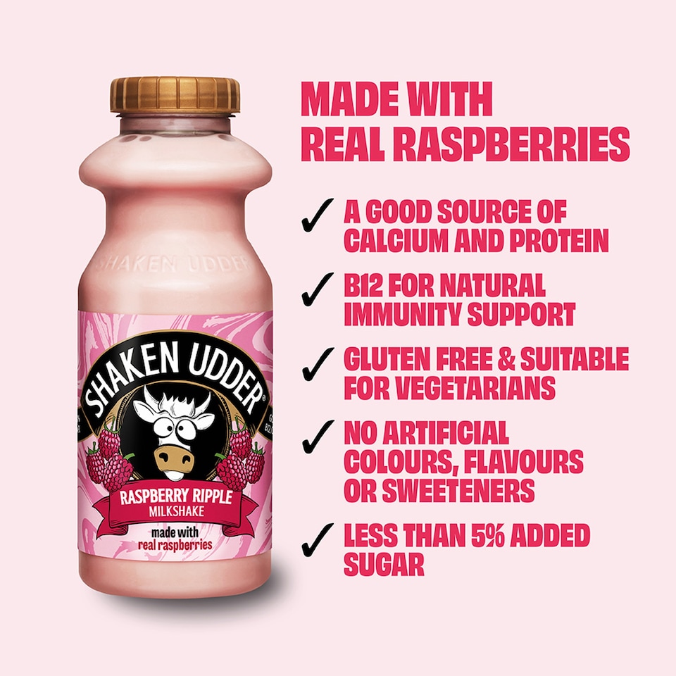 image 1 of Shaken Udder Raspberry Ripple Milkshake 330ml