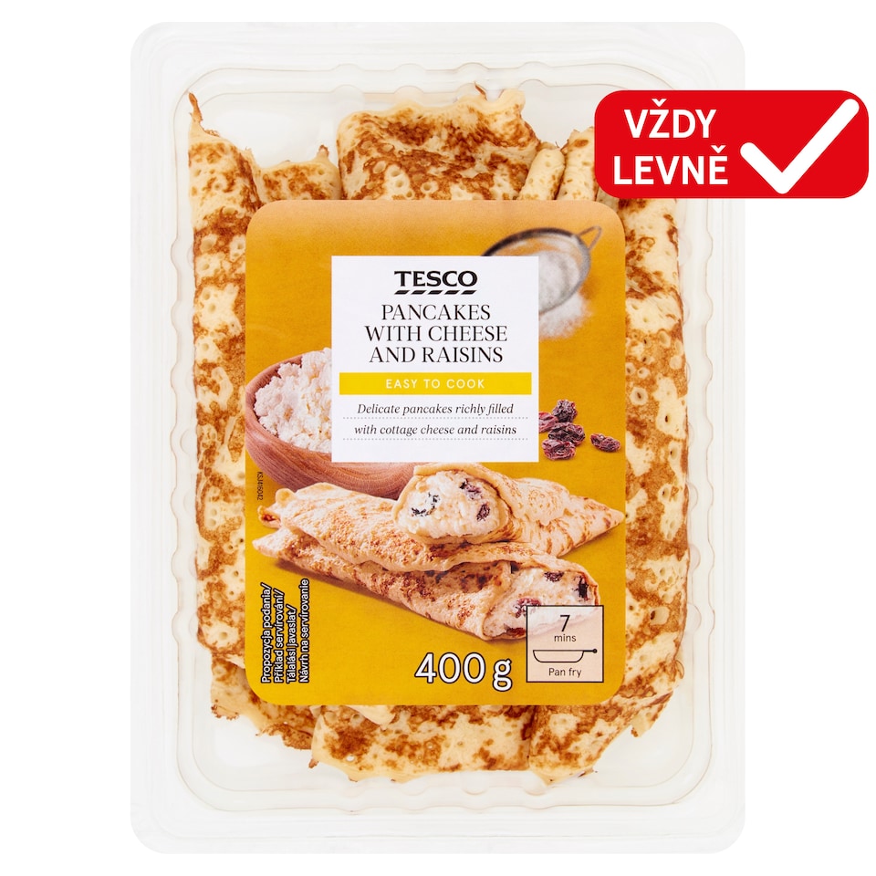 Tesco Palačinky s tvarohem a rozinkami 400g
