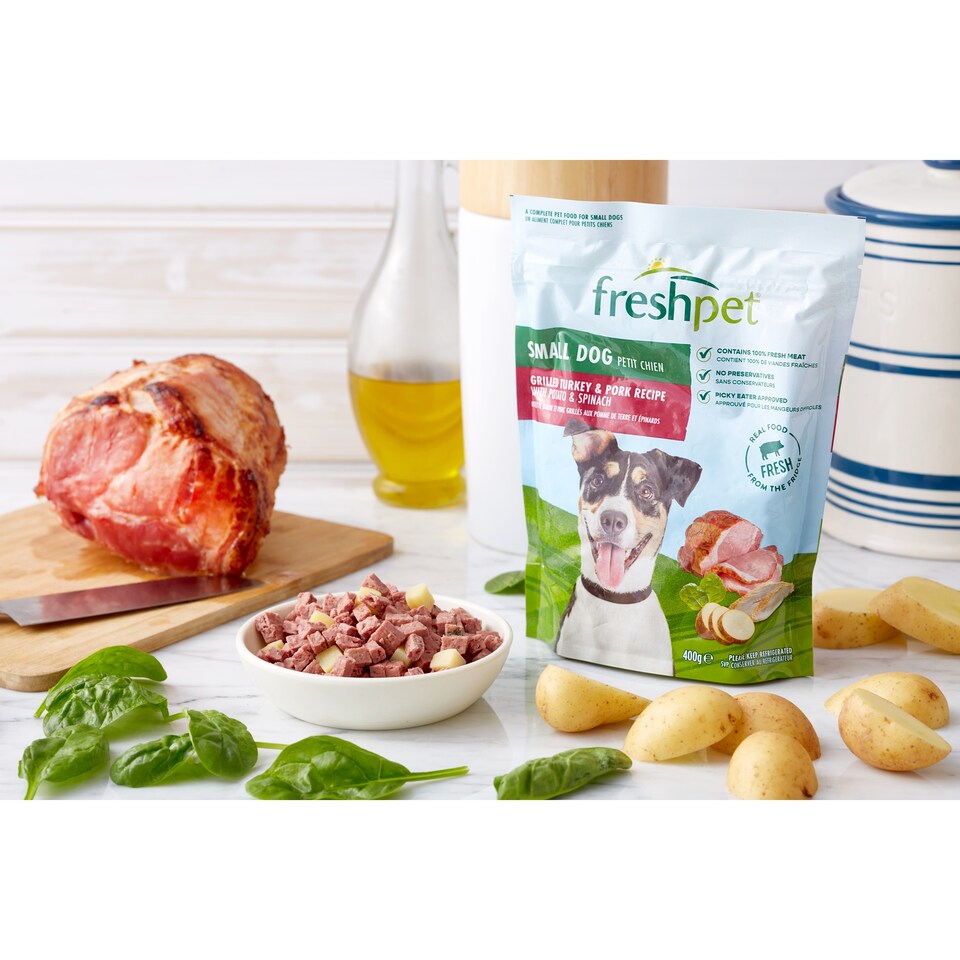 image 1 of Freshpet Small Dog Grilled Turkey  & Pork with Potato & Spinach Fresh Dog Food 400g