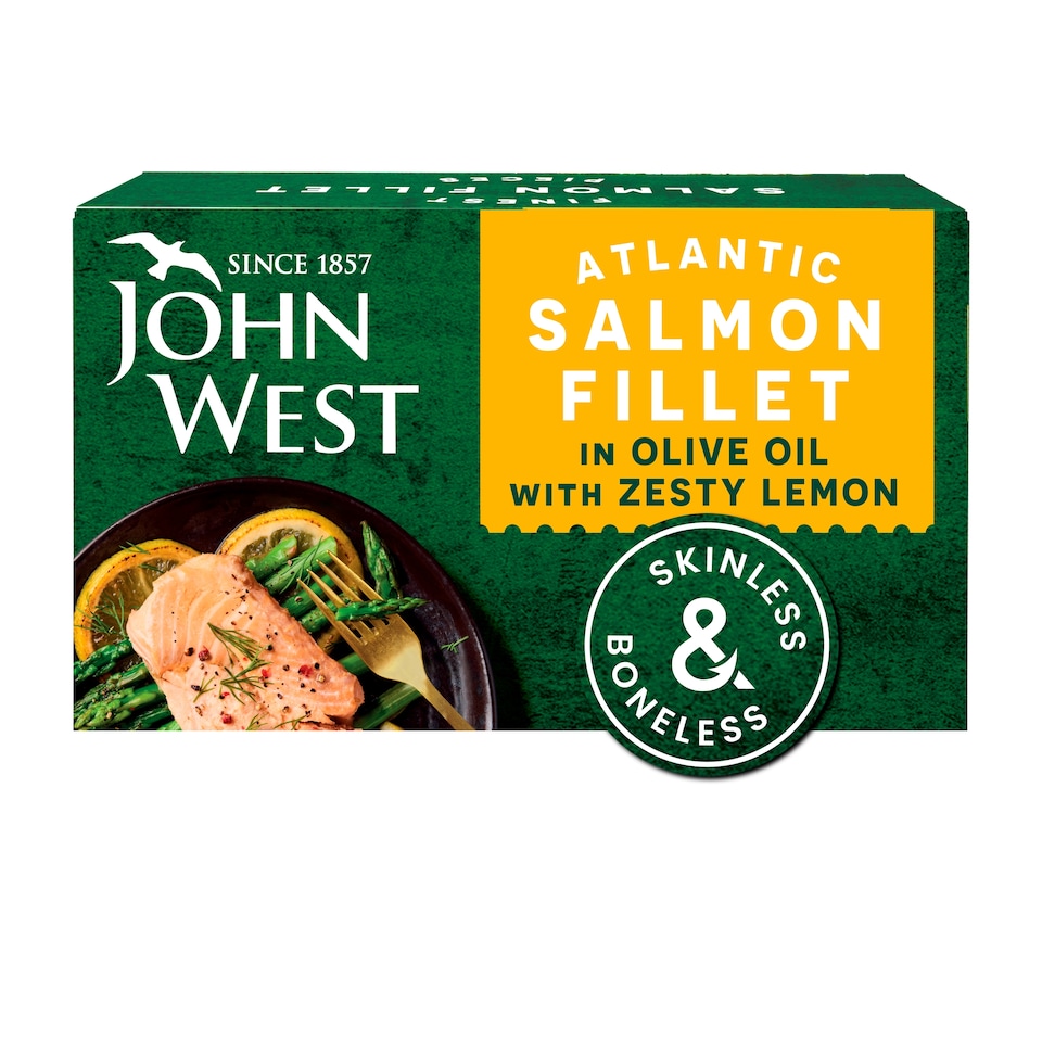 image 1 of John West Atlantic Salmon Fillet in Olive Oil with Zesty Lemon 115g