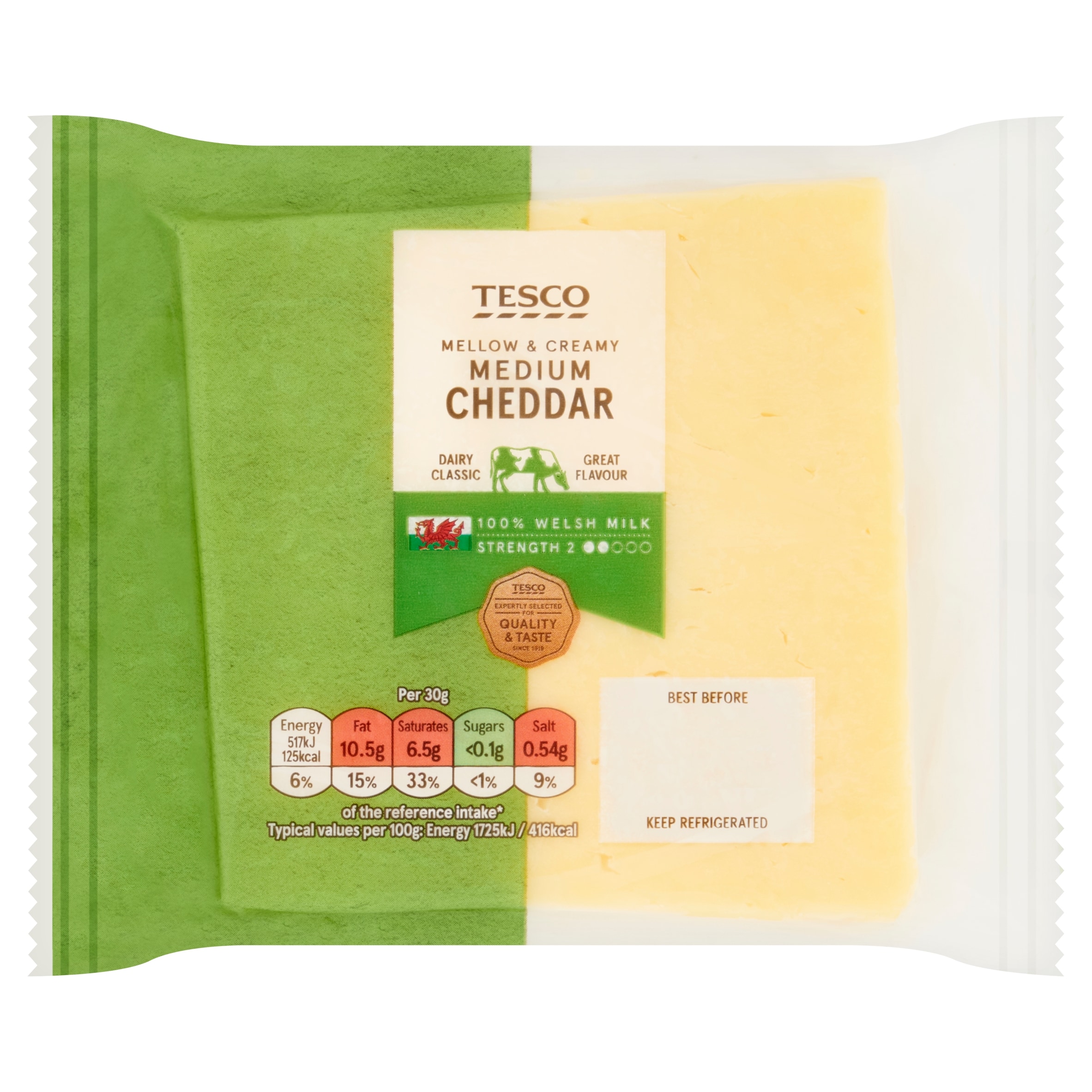 Tesco Welsh Medium Cheddar Cheese 220g - Tesco Groceries