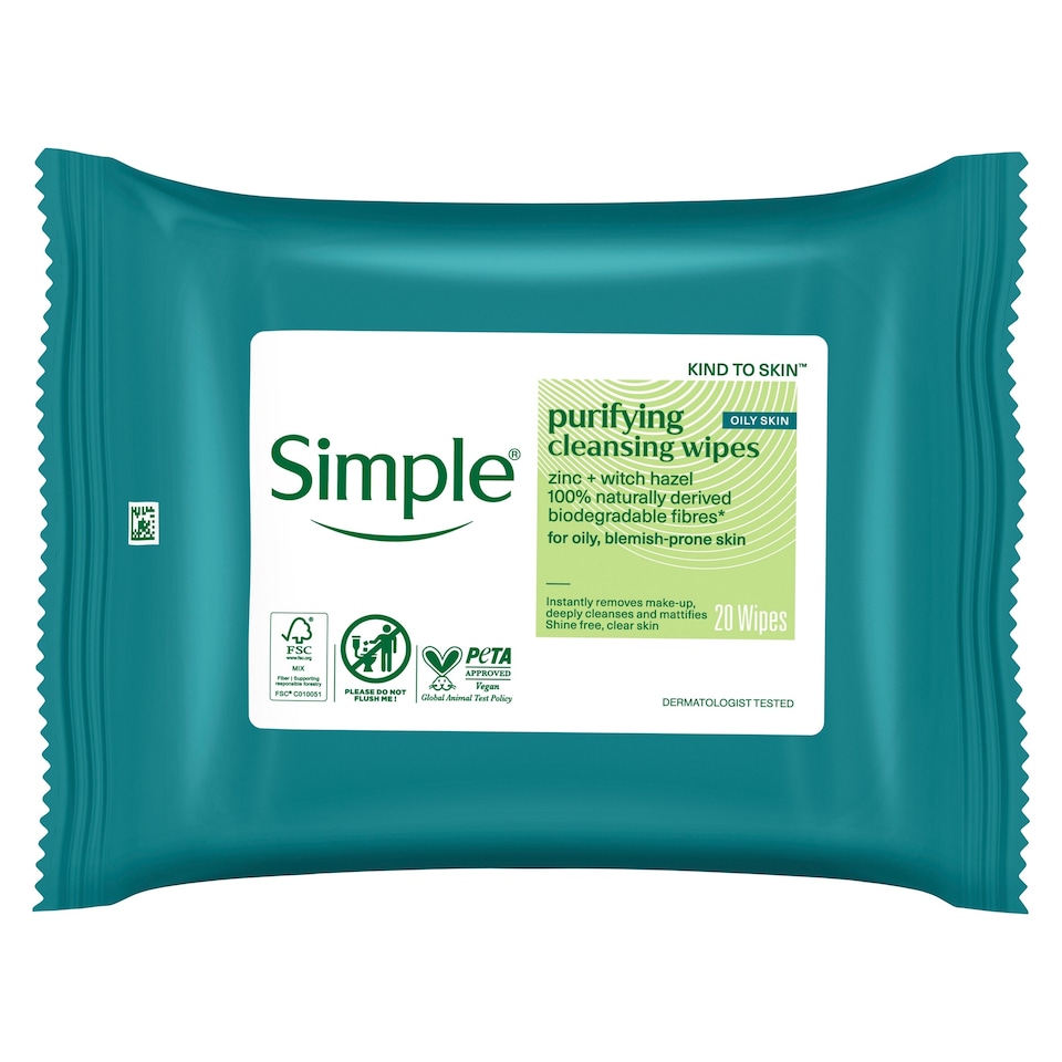 image 1 of Simple Clear & Matte Cleansing Wipes X20