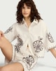 image 3 of F&F Pure Cotton Floral Embroidered Co-ord Shirt in Ivory