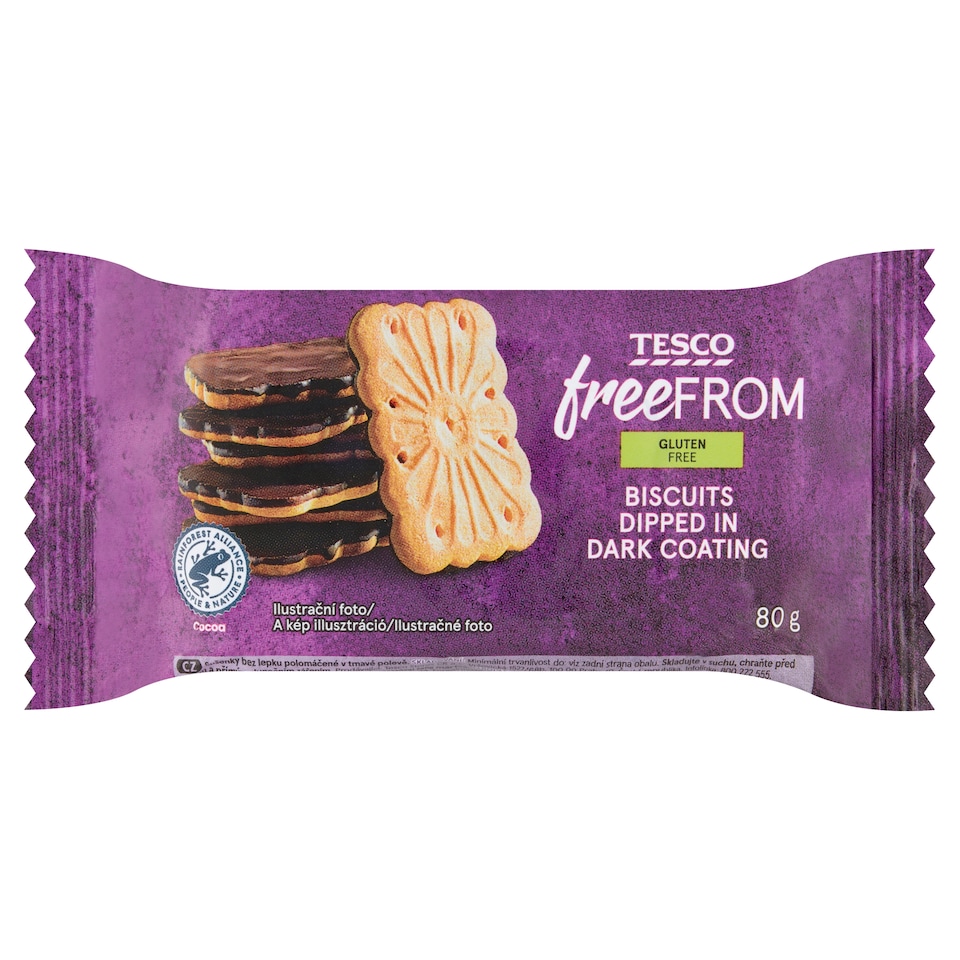 Tesco Free From Gluten-Free Biscuits Dipped in Dark Coating 80 g