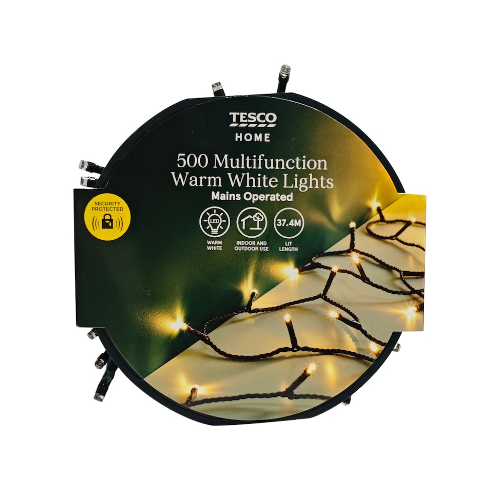 image 1 of Tesco 500 Multifunction Warm White LED Christmas Lights