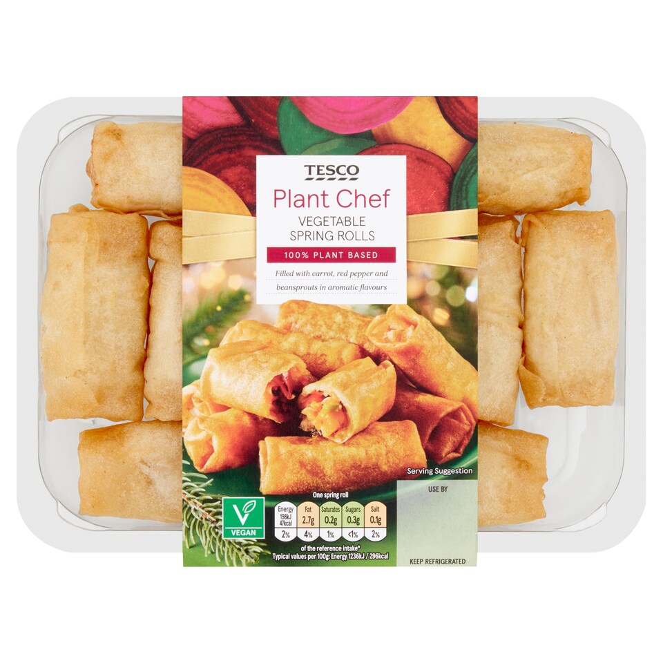 Tesco Plant Chef Vegetable Spring Rolls 180G