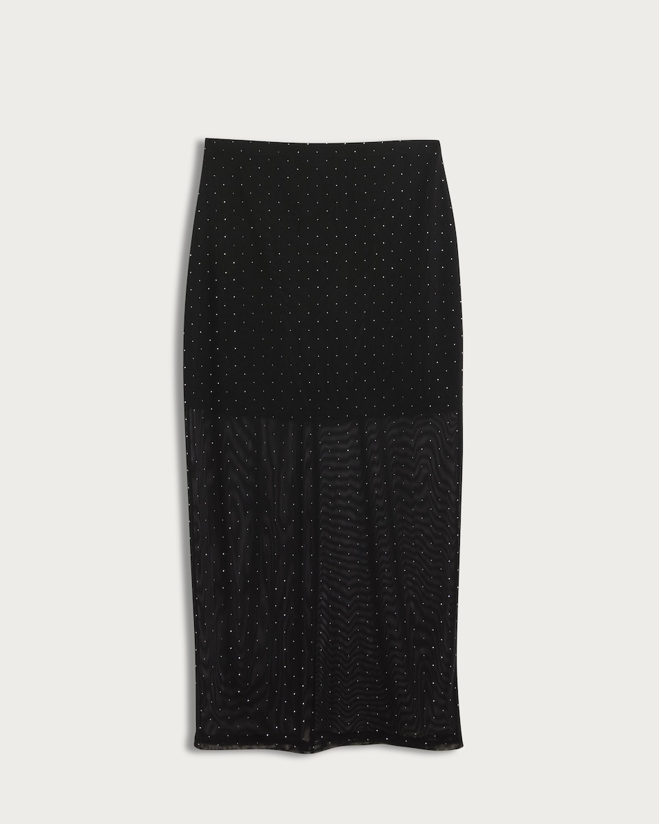 image 1 of OH ME OH MY Mesh Embellished Co-ord Skirt in Black