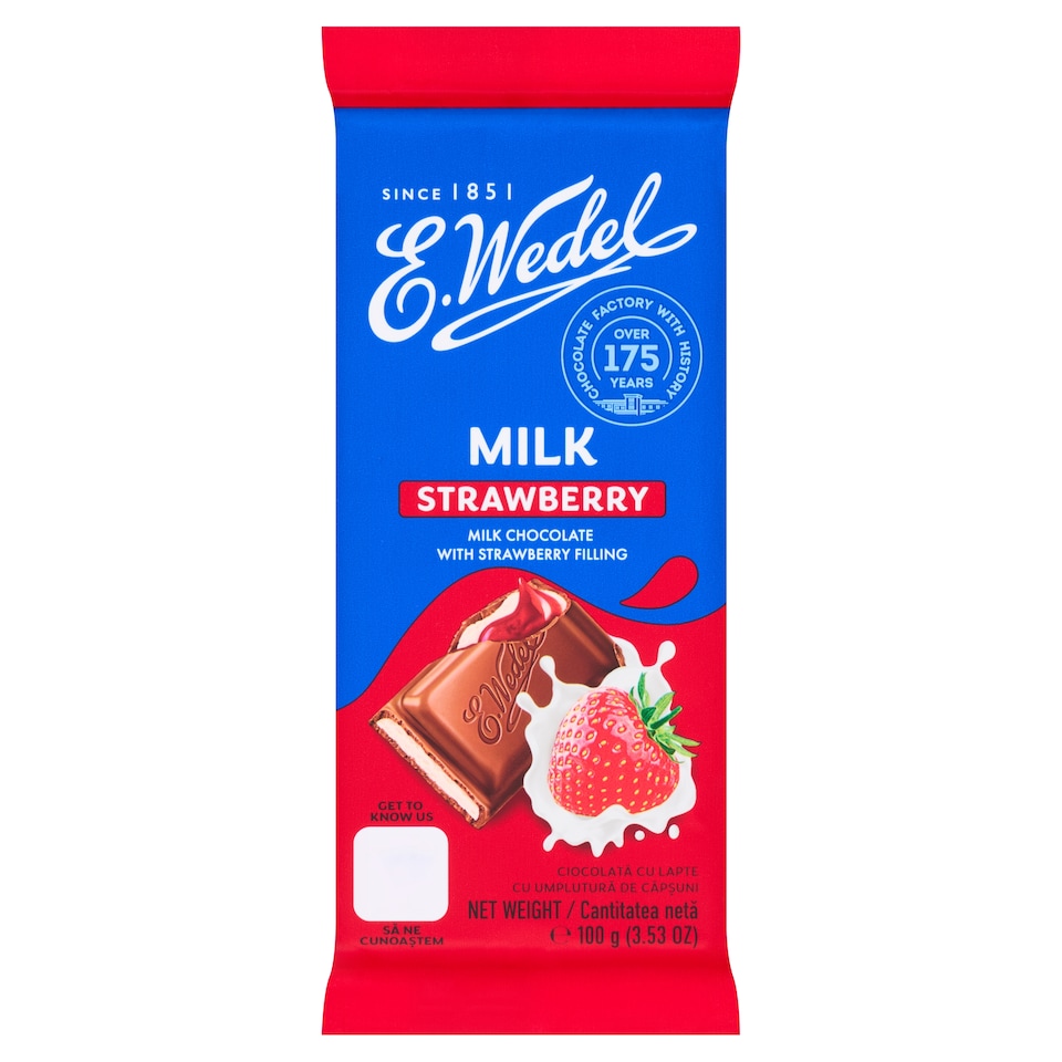E.Wedel Milk Chocolate With Strawberry 100G