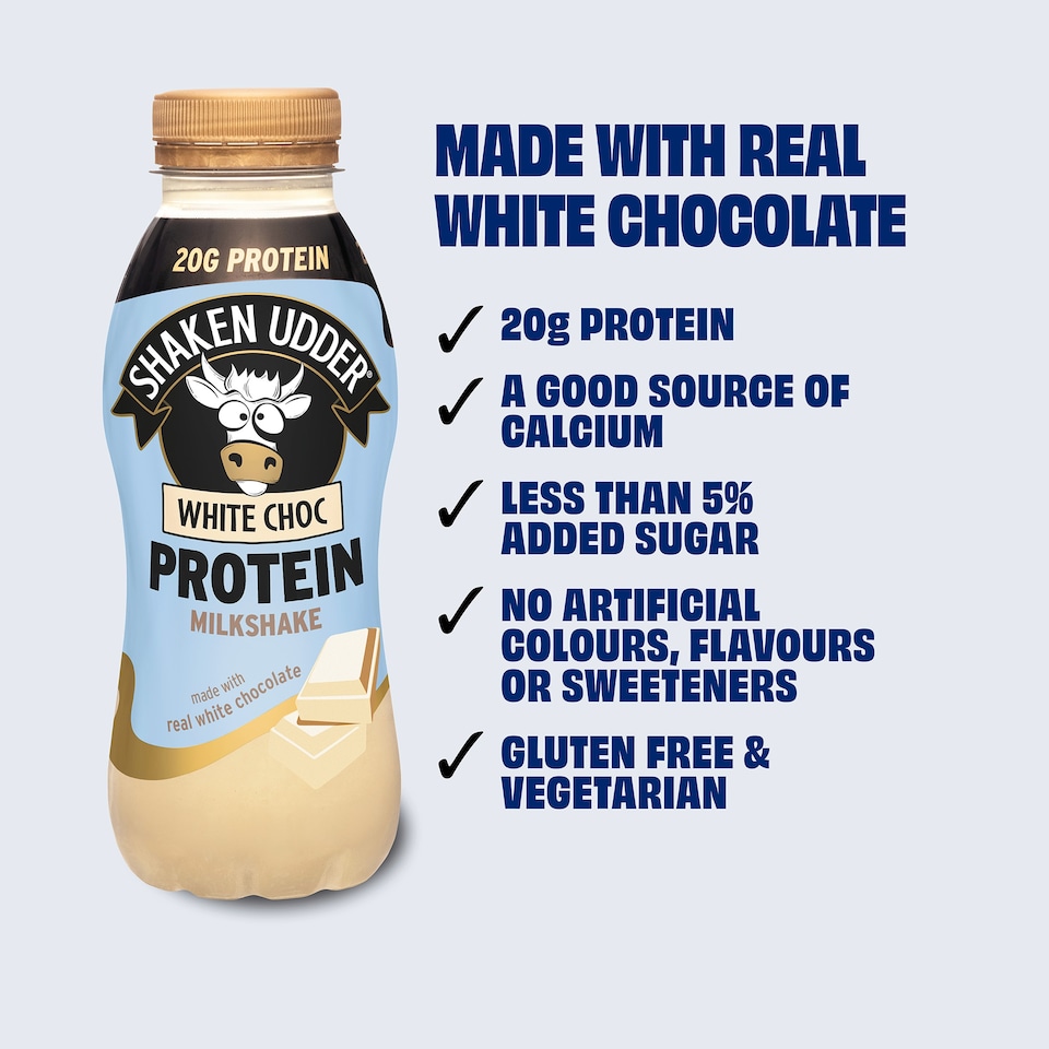 image 1 of Shaken Udder White Choc Protein Milkshake 330ml