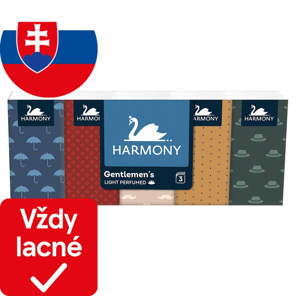 Harmony Gentlemen's Light Perfumed papierové vreckovky 3 vrstvy 10 x 10 ks