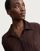 image 2 of F&F Plisse Pleated Button Up Shirt in Chocolate
