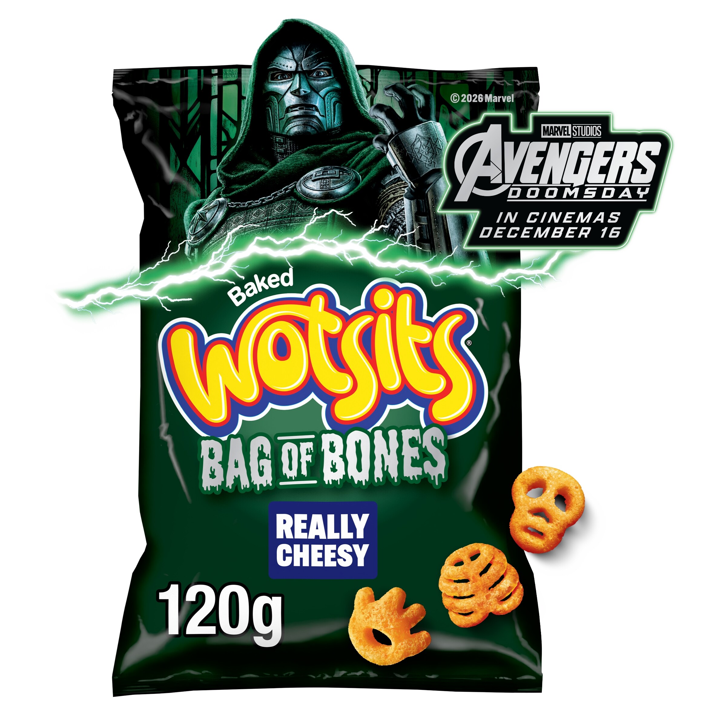 Wotsits Baked Bag of Bones Really Cheesy Sharing Snacks Crisps 120g