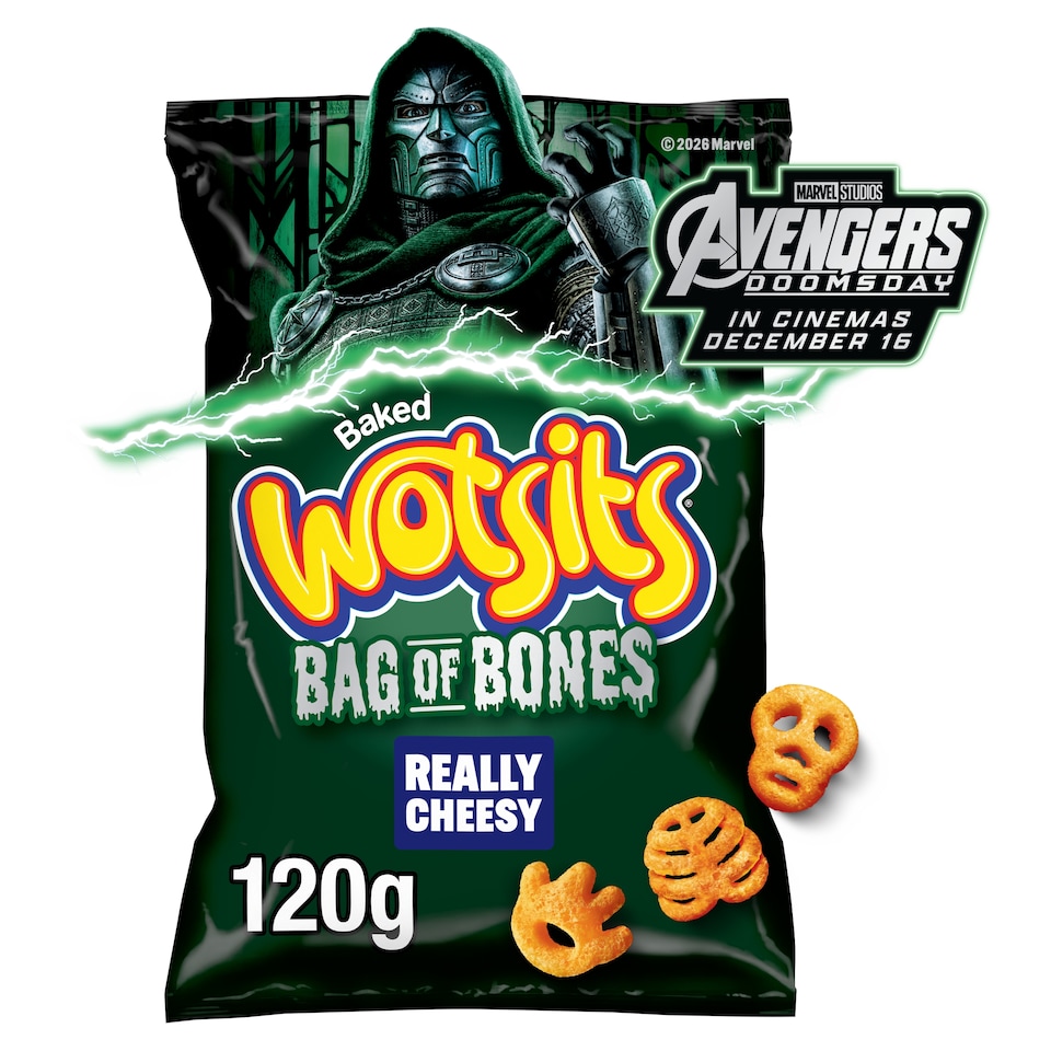 image 1 of Wotsits Baked Bag of Bones Really Cheesy Sharing Snacks Crisps 120g