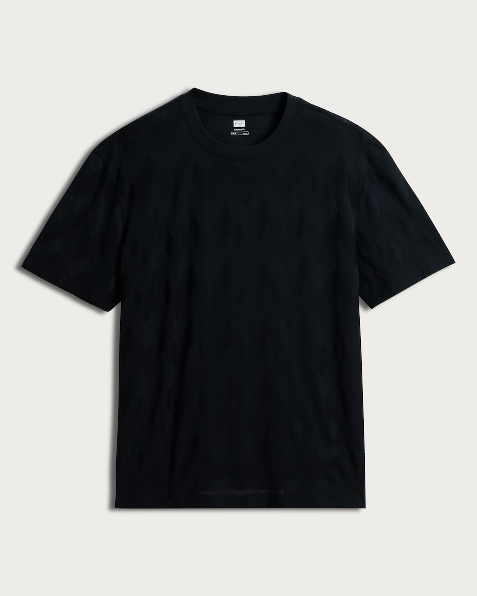 image 1 of F&F Pure Cotton Chevron Pattern T-Shirt in Black