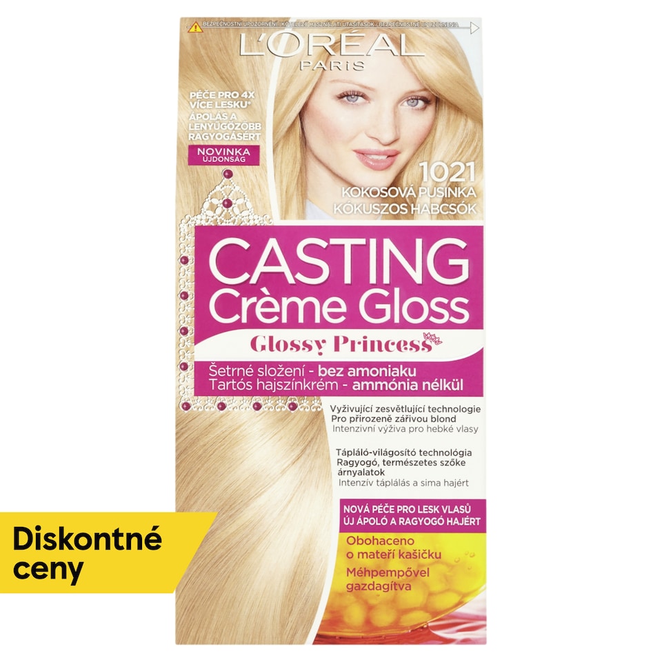 L'Oréal Paris Casting Creme Gloss, semipermanentná farba 1021 KOKOSOVÁ PUSINKA, 48 +72 +60 ml
