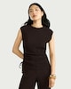 image 2 of F&F Textured Ruched Top in Brown