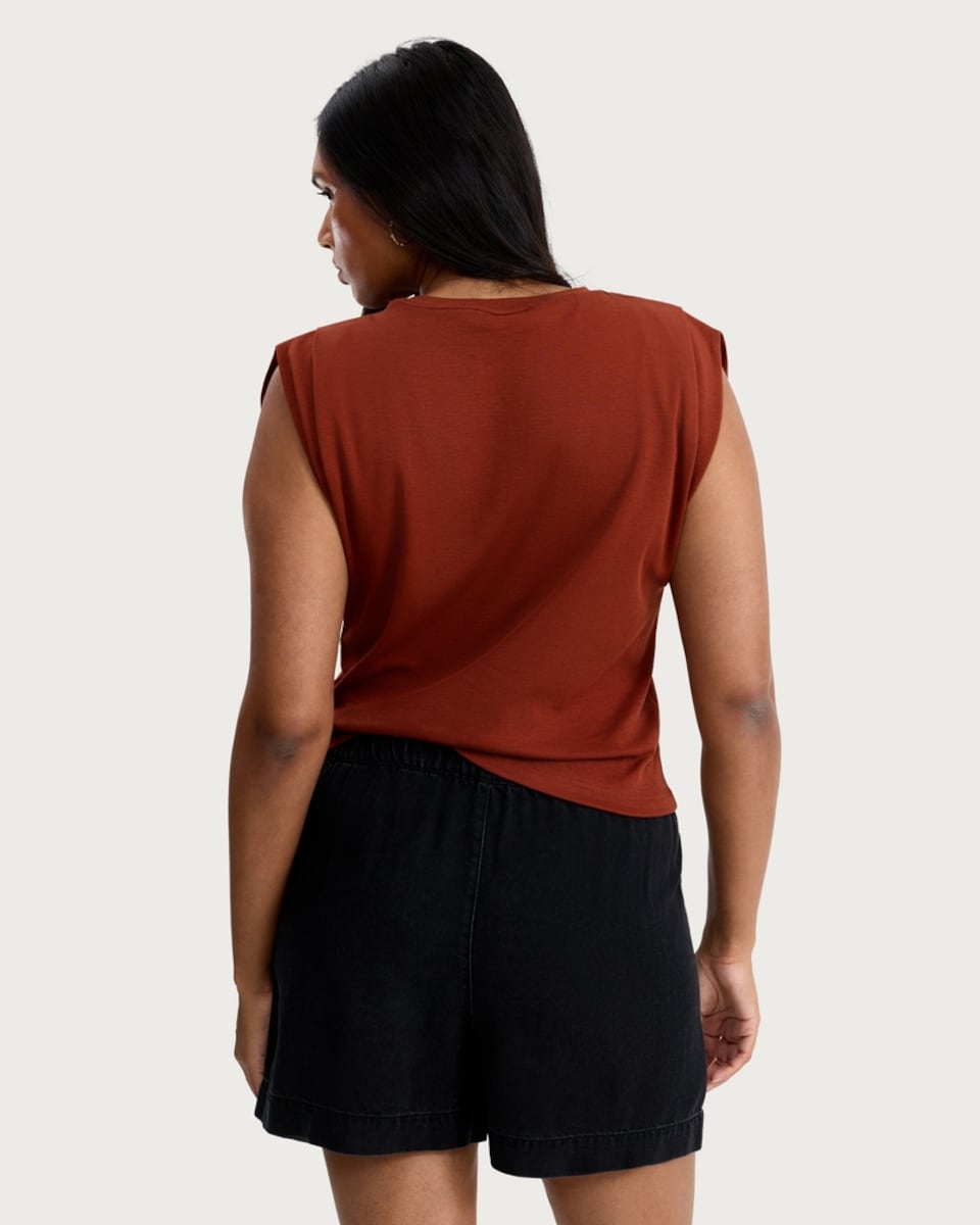 image 1 of F&F Pure Lyocell Drawstring Shorts in Black