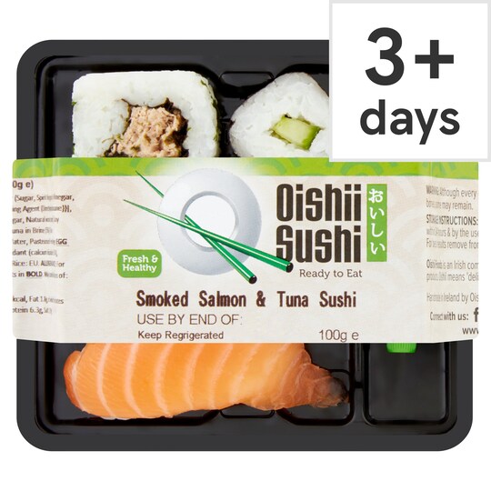 Oishii Sushi Smoked Salmon & Tuna Sushi 100G