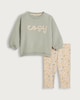 image 1 of F&F Baby 2-Piece Cotton Rich Cosy Floral Sweatshirt and Leggings Set in Green