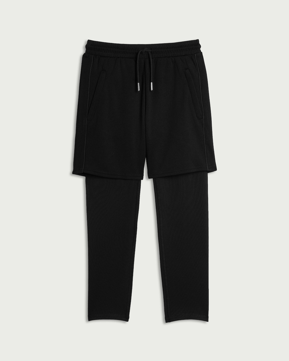 image 1 of F&F Active Boys ULTRAMOVE 2-in-1 Shorts with Leggings in Black