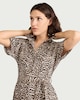image 2 of F&F Leopard Print Collared Midi Dress in Multi Brown