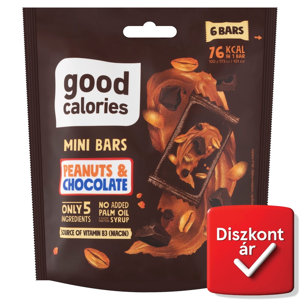 Good Calories datolyás miniszelet földimogyoróval és csokoládéval 6 x 18 g (108 g)  1. kép