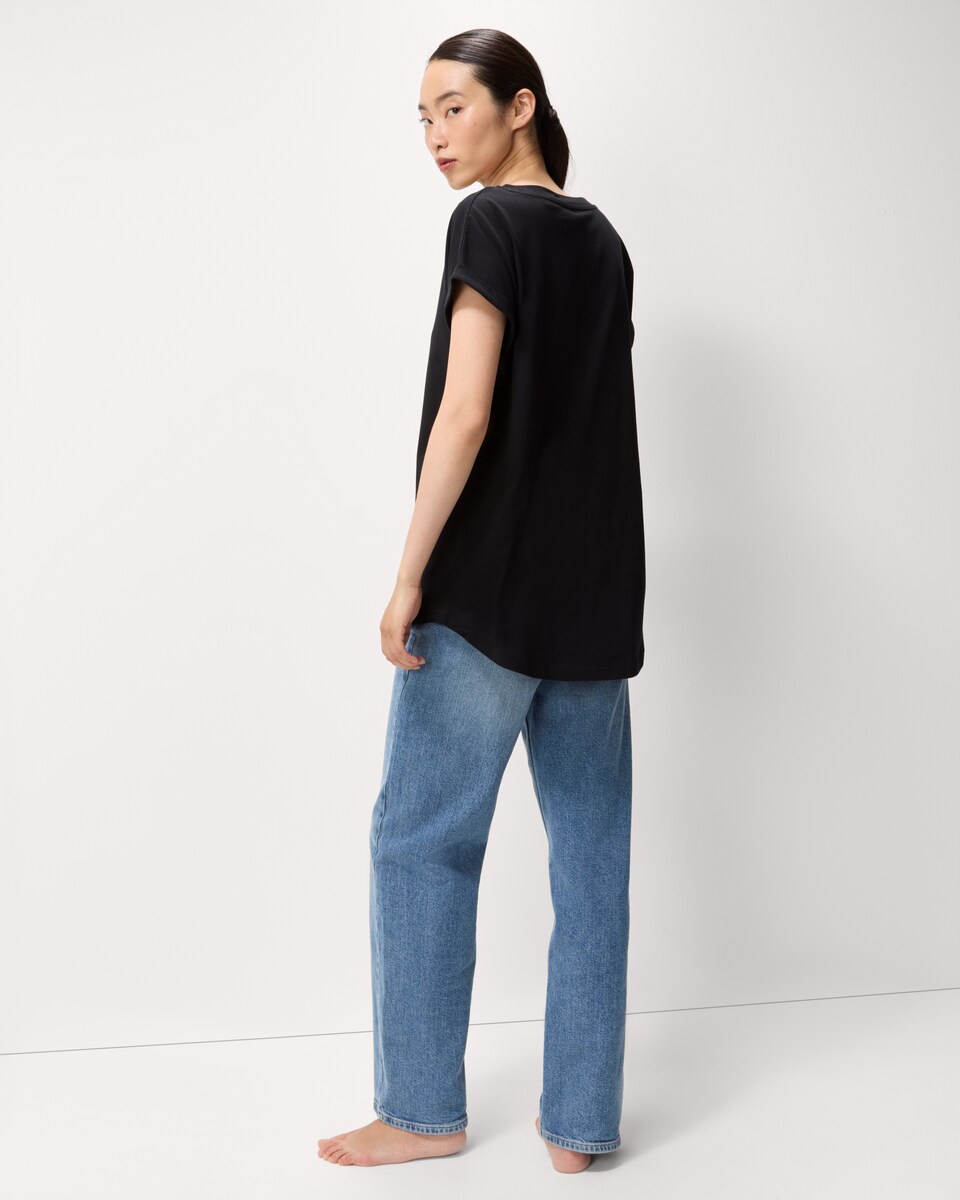 image 1 of F&F Pure Cotton Short Sleeved T-Shirt in Black