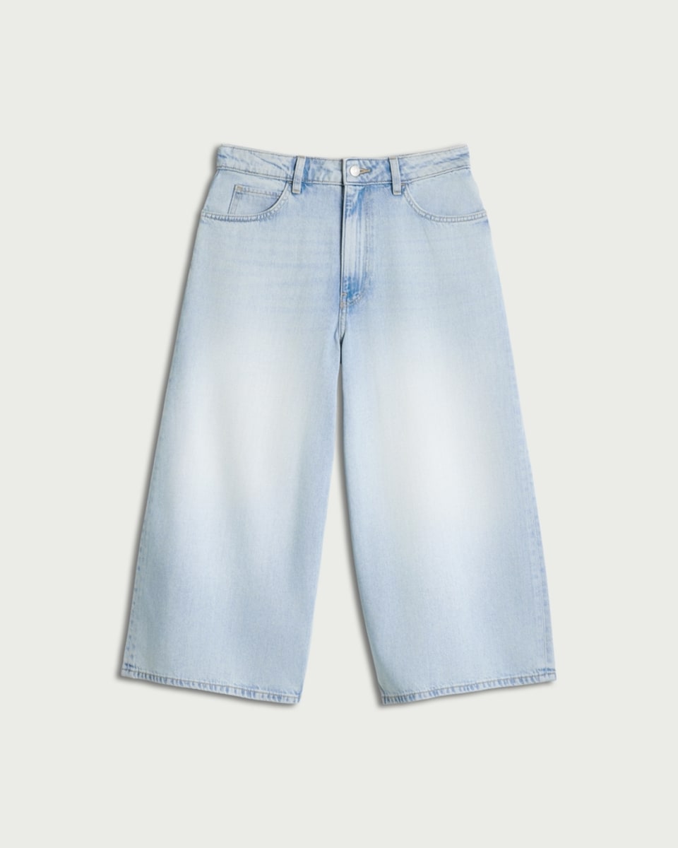 image 1 of F&F Wide Leg Denim Culottes in Blue