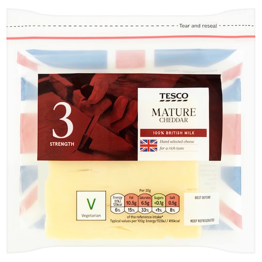 Tesco British Mature Cheddar Cheese 220G Tesco Groceries