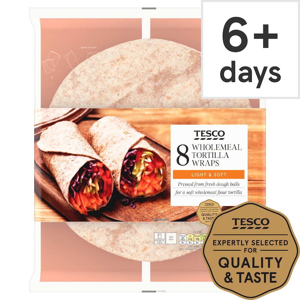 Tesco 8 Wholemeal Tortilla Wraps Tesco Groceries
