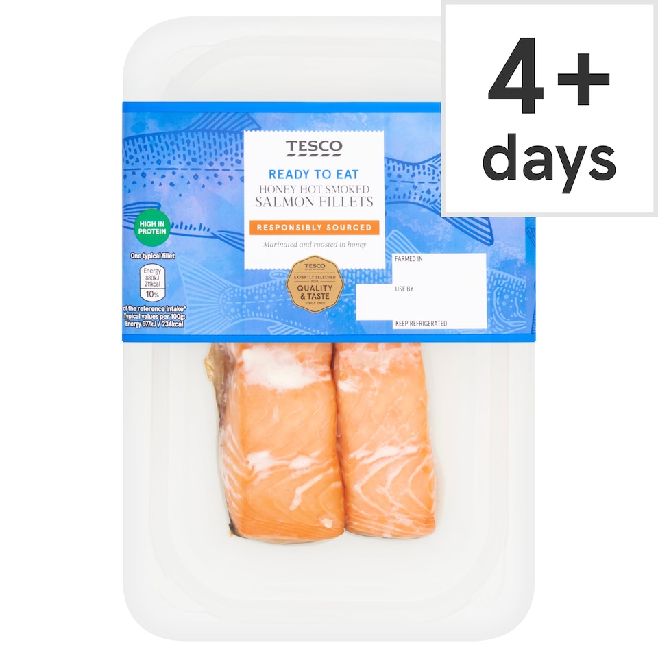 Tesco Ready To Eat Honey Hot Smoked Salmon Fillets 180g