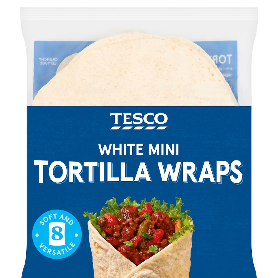 Tesco Mini White Tortilla Wraps Plain 8 Pack