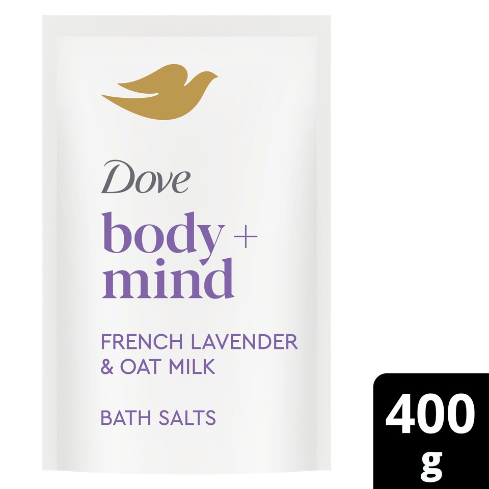 image 1 of Dove Body + Mind French Lavender & Oat Milk Bath Salts 400g