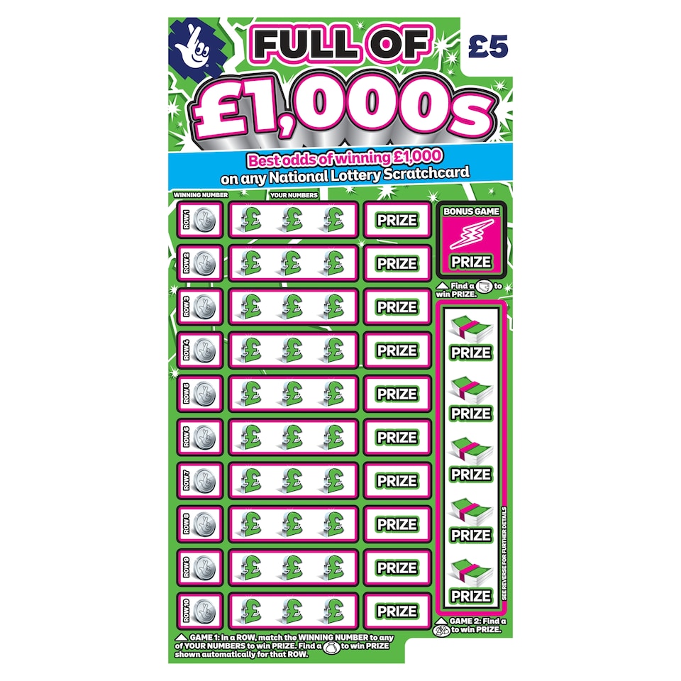 FULL OF £1,000s SCRATCHCARD