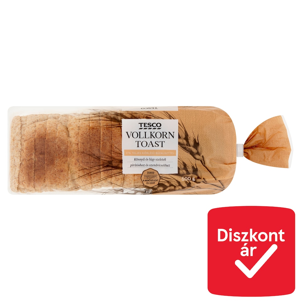 Tesco Vollkorn toast teljes kiőrlésű búzaliszttel 500 g