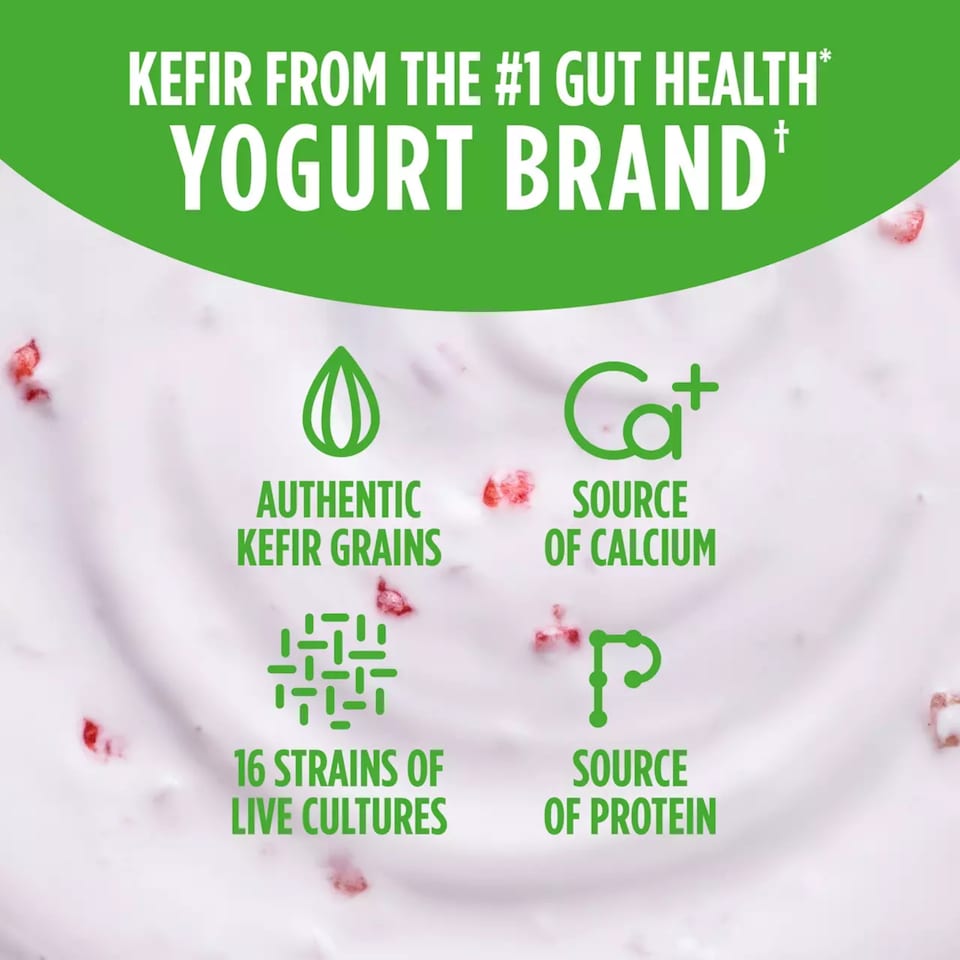 image 1 of Activia Kefir Strawberry & Raspberry Gut Health Yogurt 380g