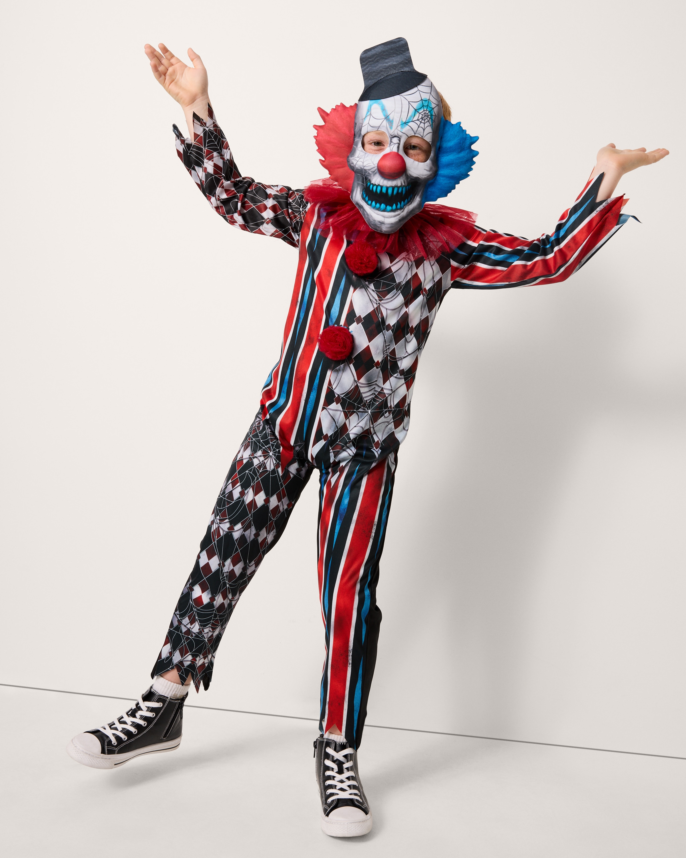 F&F Boys Halloween Creepy Clown Fancy Dress Costume in Red