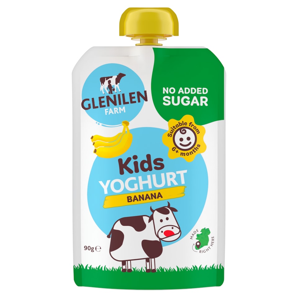 Glenilen Farm Kids Banana Yoghurt Pouch No Added Sugar 90g  