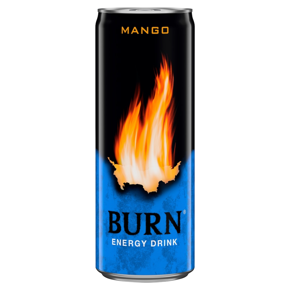 Burn Carbonated Mango-Flavoured Energy Drink with Caffeine 250 ml