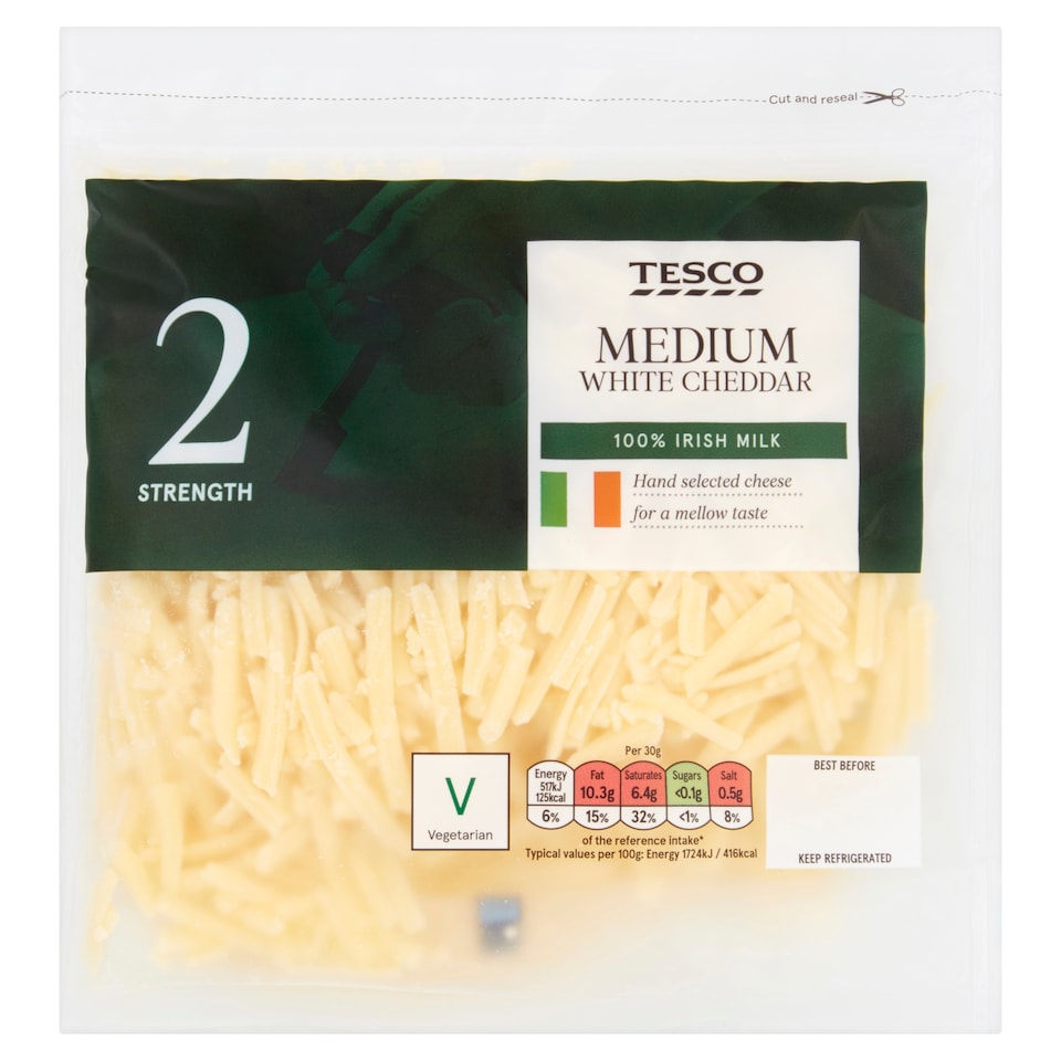 Tesco Irish Medium Grated Cheddar 250G