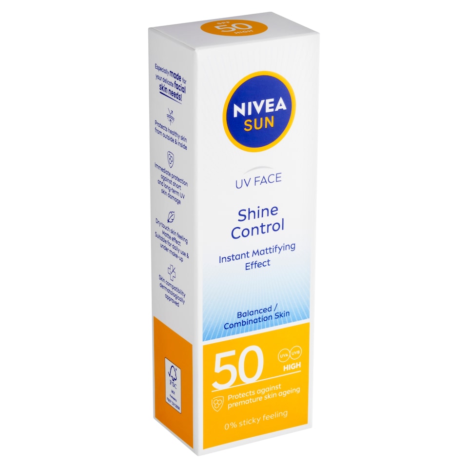 Obrázek 1 pro produkt Nivea Sun Shine Control Zmatňující pleťový krém na opalování OF 50 50ml